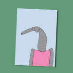 Postkaart | Hond roze trui