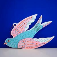 Swallow Letterpress Die Cut Decoration - Afbeelding 2