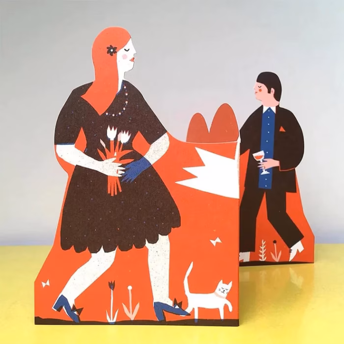 Man and Woman Concertina Heart Card - Afbeelding 2