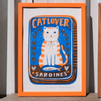Cat Lover A4 Risograph Art - Afbeelding 2