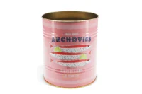 Roze blik | ansjovis | 12 cm hoog