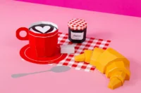 Papieren ontbijt met croissant - Afbeelding 2