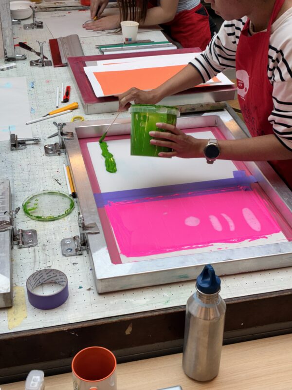 workshop zeefdrukken monoprint loopvisserij