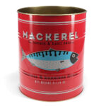 Groot blik rood l makreel | 24 cm hoog