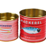 Set blikjes ansjovis & makreel | 7,5 en 6,5 cm hoog